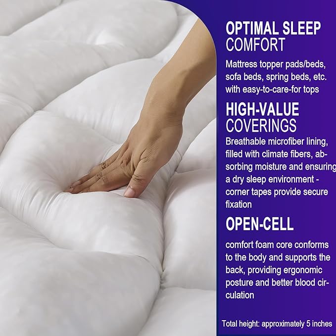 SHOUREN Memory Foam Mattress Topper Twin - Image 4