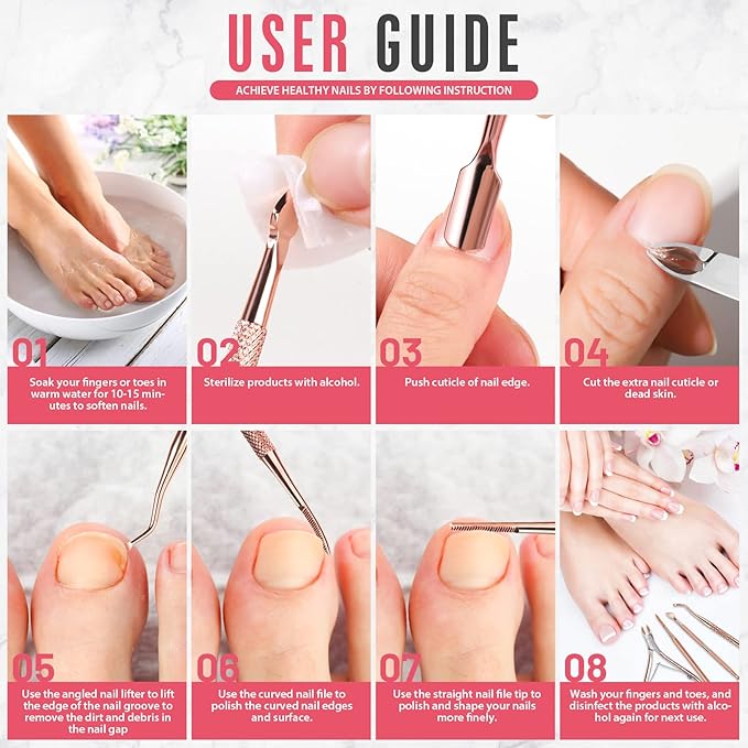 FANDAMEI Nail Care Kit, Nail Cuticle Nippers, Ingrown Toenail Tools Kit - Image 7