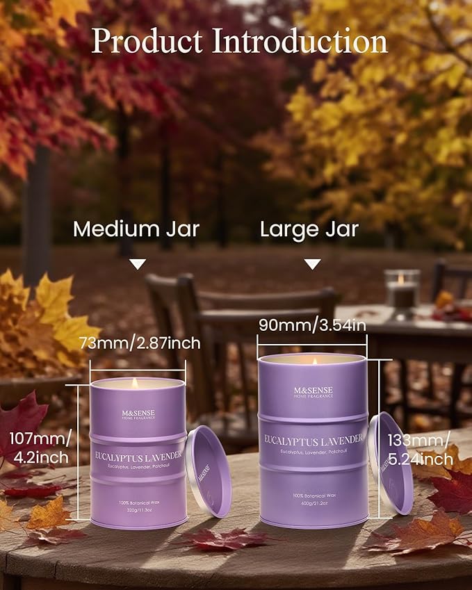 M&SENSE Eucalyptus Lavender Scented Candles Large, Natural Soy Candles 21.2oz - Image 5