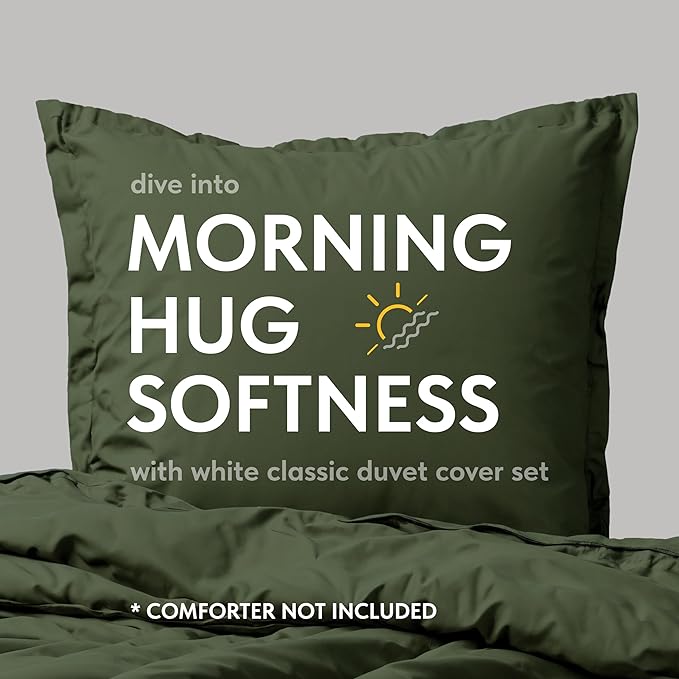 White Classic Dark Green Duvet Cover King Size, Microfiber Duvet Cover - Image 2