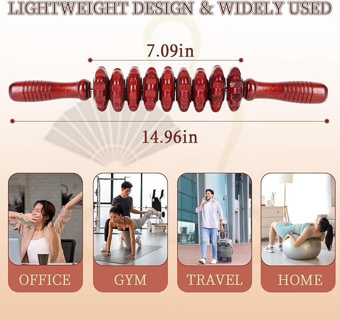 Liitrton Manual Wooden Fascia Massage Roller Trigger Points - Image 2