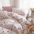 Nayoroom Heart Duvet Cover Full Size Red Pink Hearts Printed on White Coquette by Nayoroom