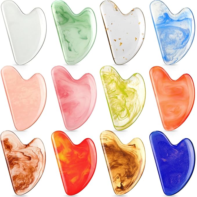 Sherr 12 Pcs Gua Sha Facial Tools Resin Heart Shaped Massage Guasha Tool by Sherr