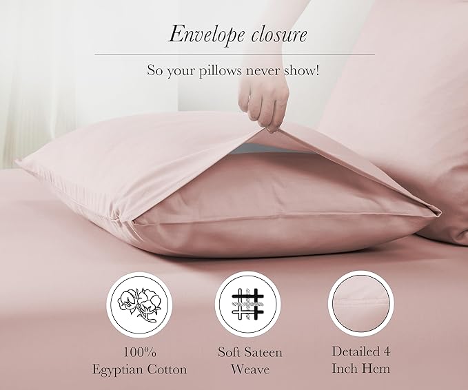 California Design Den King Pillow Cases Set of 2-100% Egyptian Cotton Pillow - Image 5