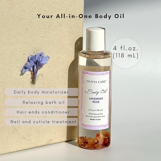 Olivia Care Body Oil Lavender Rose Vegan & Natural Perfume Oil - Image 4