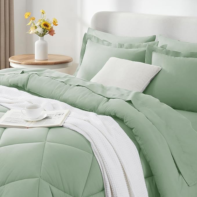 CozyLux Full Size Comforter Sets Sage Green - Image 3