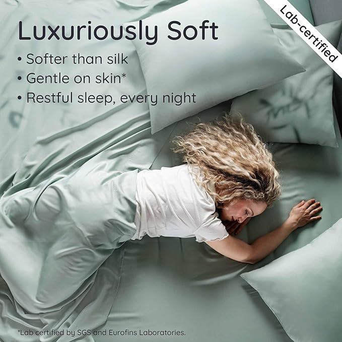 Bambaw 100% Viscose Derived from Bamboo Fitted Sheet Twin Size, 15’’ Deep - Image 4