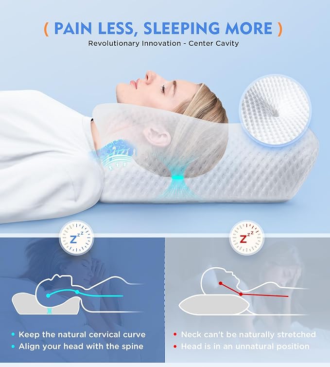 Osteo Cervical Pillow for Neck Pain Relief, Hollow Design Odorless Memory Foam - Image 2