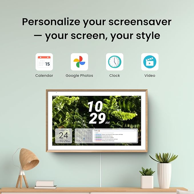 ApoloSign 15.6-inch Digital Calendar: Dual Mode Calendars with Google Play & Multi-calendar Sync, Electronic Planner & Chore Chart, Smart Touchscreen, Interactive Display for Family Schedules (Teak, 15.6")