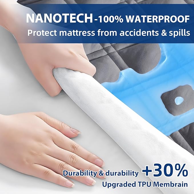 MEELUS King Mattress Protector, Breathable Waterproof Mattress Pad Cover Fitted - Image 3