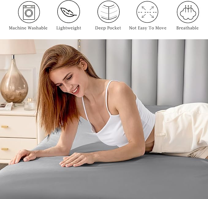 FreshCulture Pure Cotton Fitted Sheets Twin XL Size, 300 Thread Count Percale - Image 5