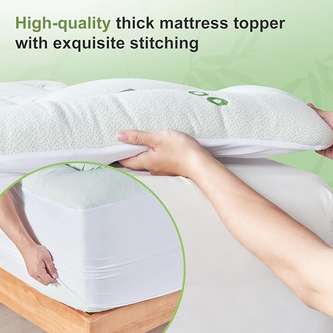 Twin XL Size Mattress Topper Viscose Derived from Bamboo, Soft Thick Pillow Top - Image 5
