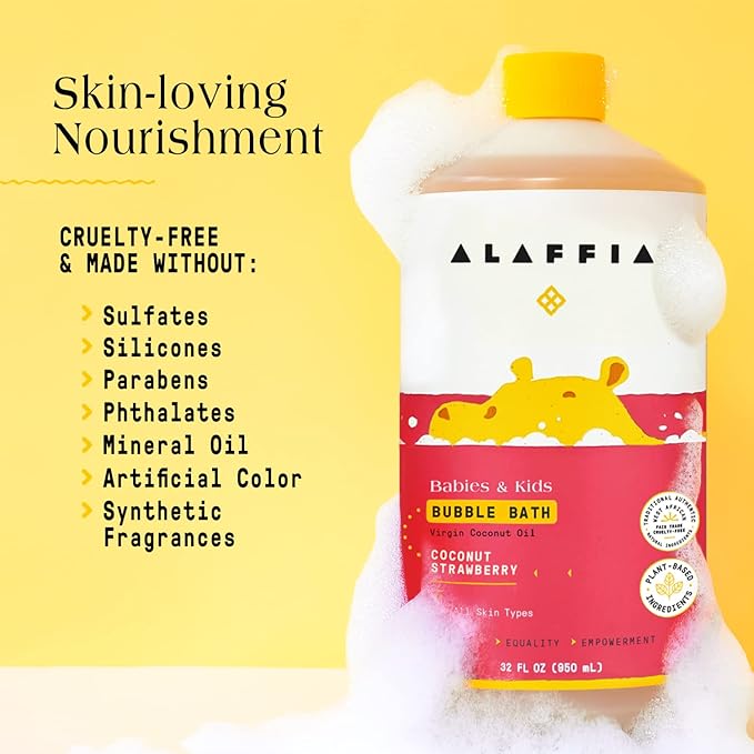 Alaffia Bubble Bath for Babies & Kids, Coconut Strawberry 2-Pack – Long-Lasting - Image 6