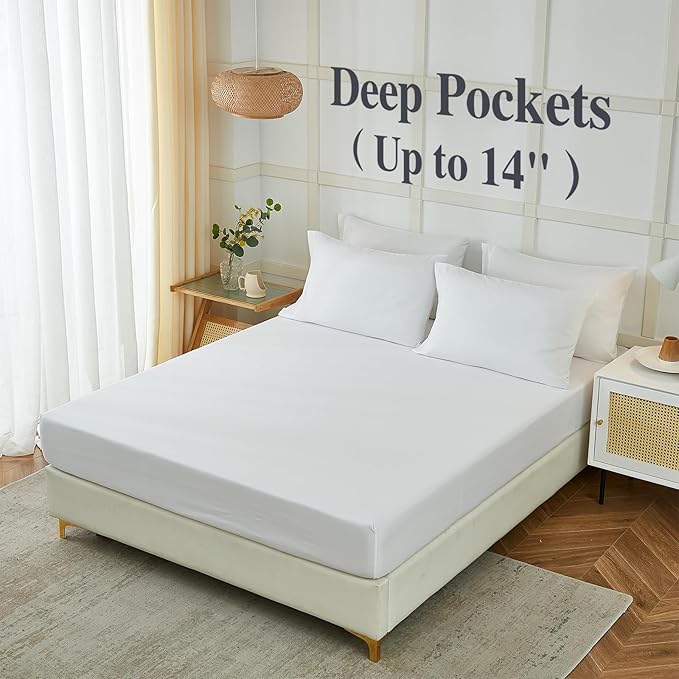 ILAVANDE White King Sheets Set 6 Piece, Hotel Luxury Super Soft 1800 Series - Image 3