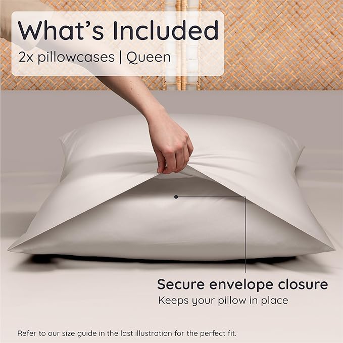 Bambaw 100% Viscose Derived from Bamboo Pillowcase Queen Size – Set of 2 Queen - Image 2