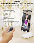 Air Mouse for PC/iOS/Android with Touchpad Rechargeable Wireless Presentation for PPT Pointer Bluetooth 2.4G Remote Control for PowerPoint/Keynote/Tiktok/Camera/Kindle App (Black)