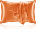 BEDELITE Satin Pillowcase with Zipper, Burnt Orange King Size Pillow Cases Set by BEDELITE