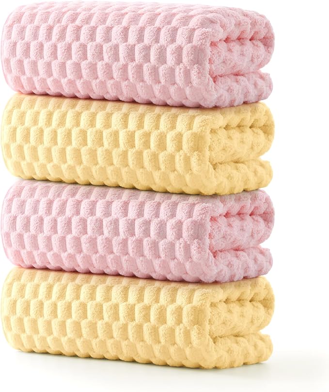 REDKISS Microfiber Bath Towels Set of 4-27x55 Inch Large Waffle Bath Towels by REDKISSOnline