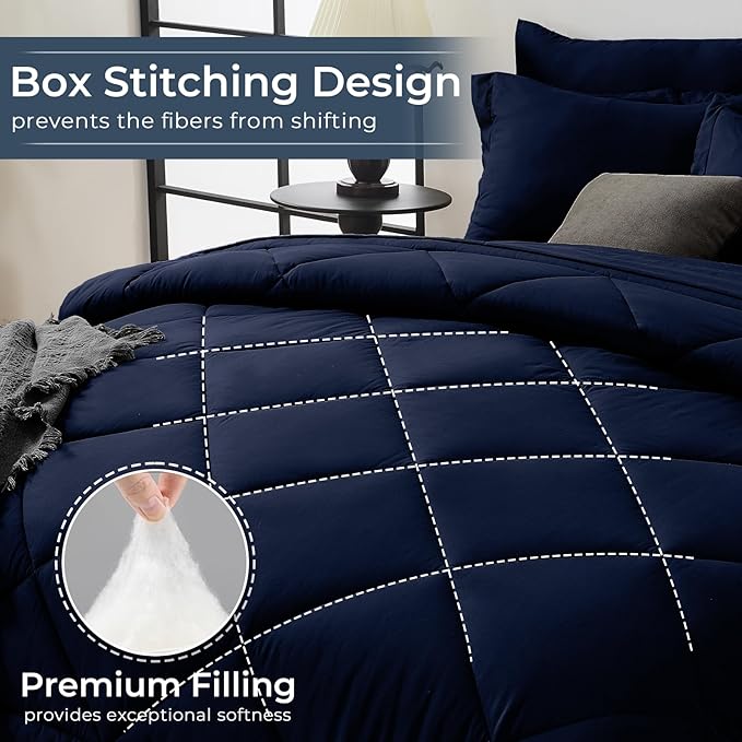 HEVUMYI Navy Blue Full Comforter Set - Image 4