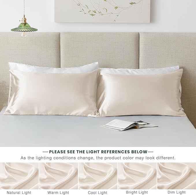 Love's cabin Satin Pillowcase Set of 2 Queen Size 20x30, Cooling Pillow Covers - Image 6
