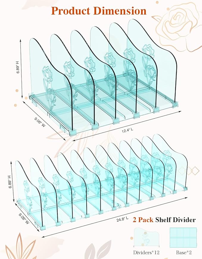 COWVTUJ Adjustable Rose File Organizer for Desk, Vertical File Folder Holders for Magazines, Upright Desktop Binder Organizer, Clear Paper Bookshelf Divider File Sorter for School Office Supplies