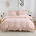 Ruffle Duvet Cover King Size, 104x90 in by CAROMIO