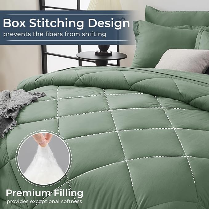 HEVUMYI Sage Green King Comforter Set - Image 4