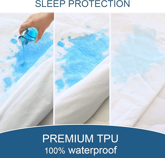 Queen Mattress Protector Waterproof Cover Absorbent Fitted Sheet up - Image 3