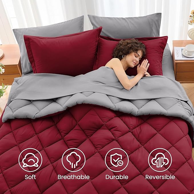 MUXHOMO 5 Pieces Twin Comforter Set, Reversible Bed in a Bag Twin Size - Image 6