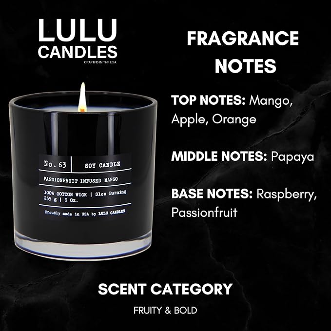 Lulu Candles | Passionfruit Infused Mango | Highly Scented Premium Candles in - Image 2