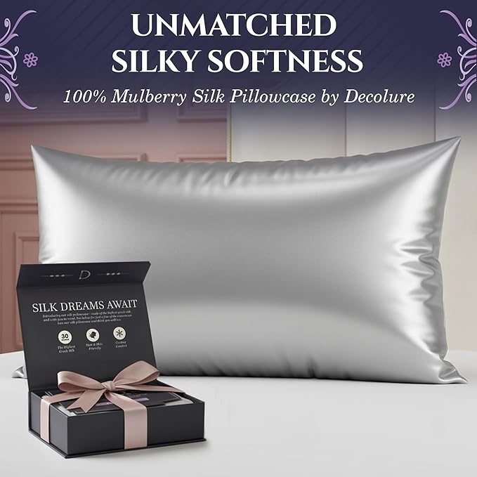DECOLURE 100% Pure Mulberry Silk Pillow Case King Size – Highest Grade 30 Momme - Image 2