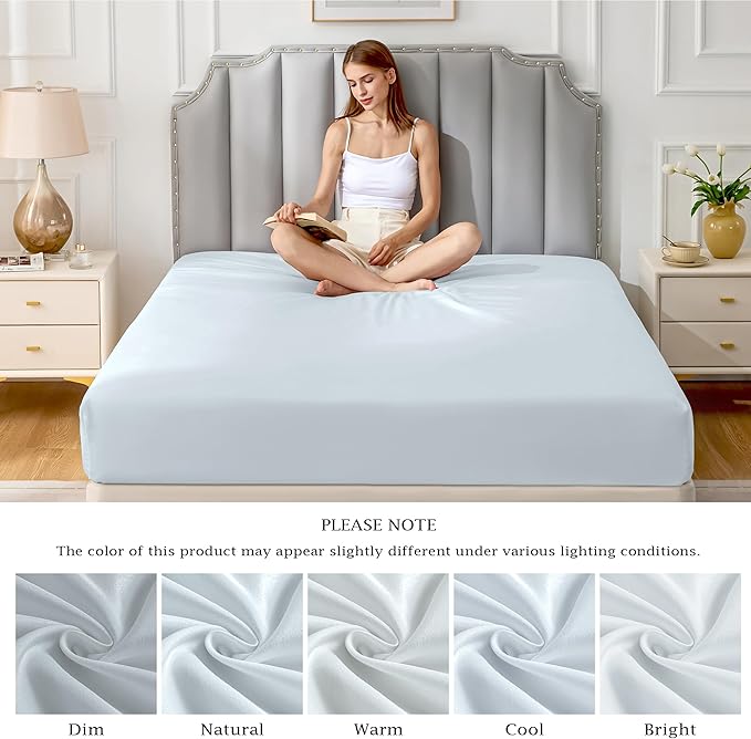 FreshCulture Pure Cotton Fitted Sheets King Size, 300 Thread Count Percale - Image 7