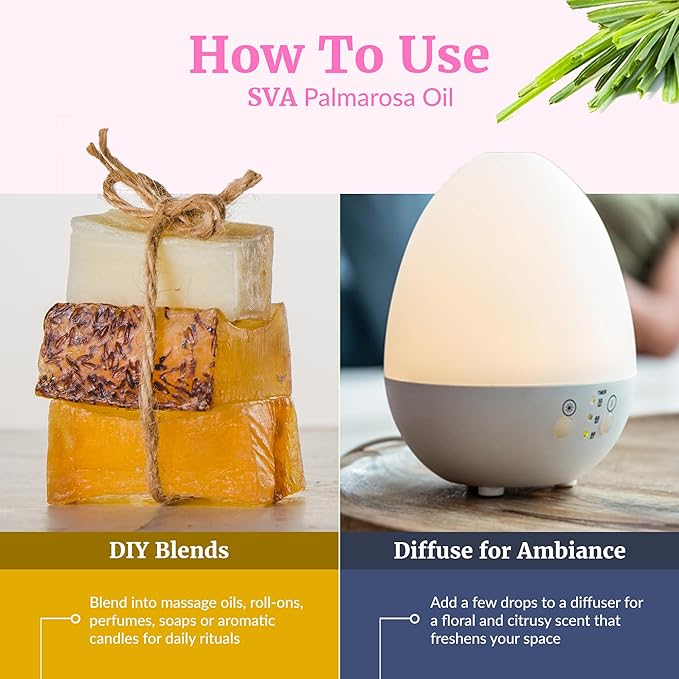 SVA Palmarosa Essential Oil – 4 Fl Oz – 100% Natural Palmarosa Oil - Image 6