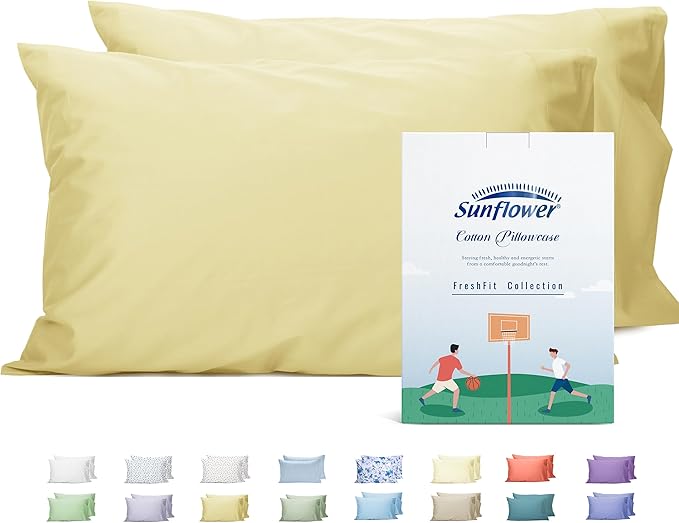 Sunflower King Pillowcases Set of 2, 100% Cotton King Size Pillow Cases 2 by SunflowerHometexUS
