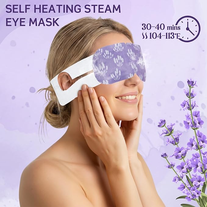 100 Pcs Steam Eye Masks for Dry Eyes Lavender Self Heated Steam Warm Eye Mask - Image 2