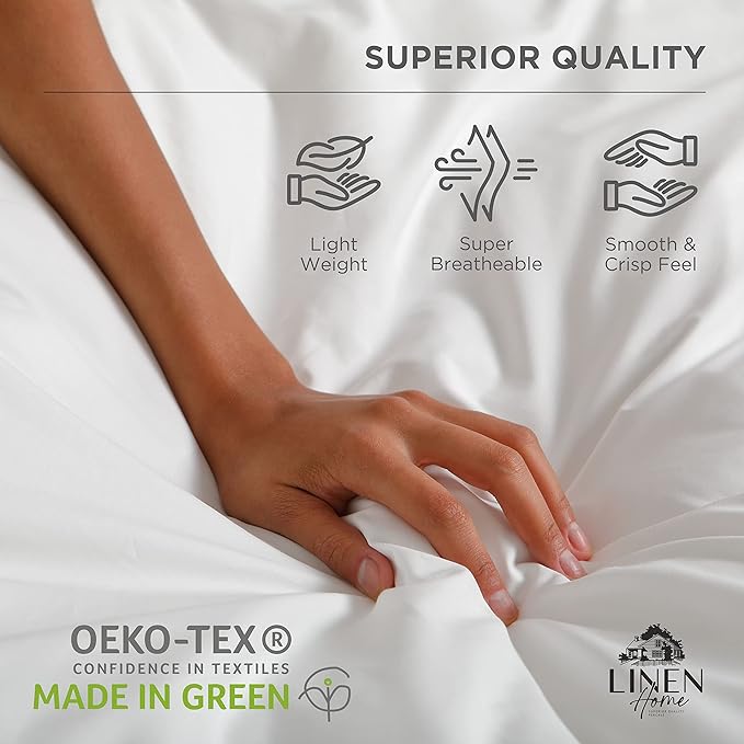 Linen Home 100% Cotton Percale Sheets Twin Size, Baby Blue, Deep Pocket - Image 7