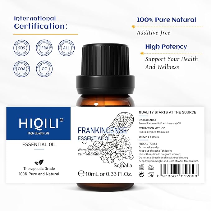 HIQILI 0.33 Fl Oz Frankincense Essential Oil, Skin Care, Camp Atmosphere - Image 7