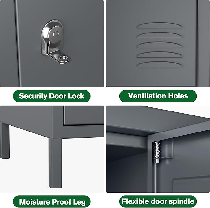 SUPEER Metal Lockers for Employees with 18 Door,Metal Storage Locker with Lock for School Garage Gym Office Home Bedroom,Assembly Required,18 Doors Dark Grey