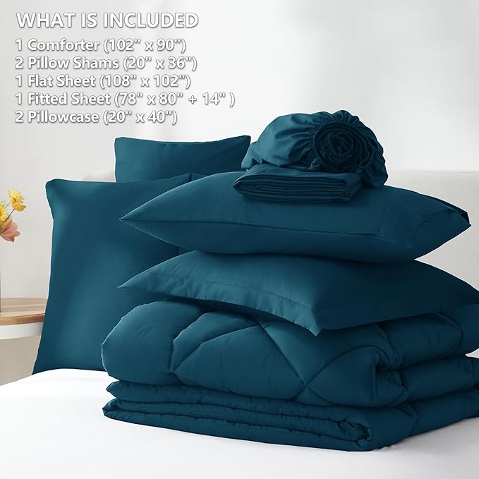 CozyLux King Size Comforter Set Lyons Blue - Image 6