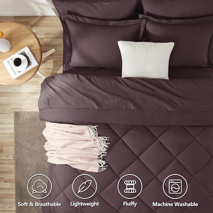 CozyLux Queen Comforter Set Cocoa Powder - Image 2