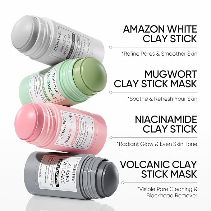 SKINTIFIC Amazonian White Clay Purifying Stick, Deep Clean Pores Mud Mask - Image 9