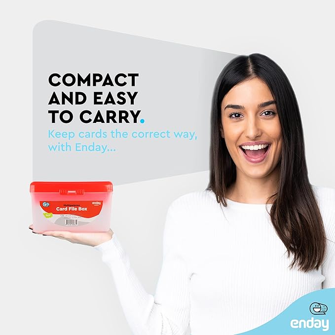 Enday Index Card Holder Red, 3x5 Note Flash Card Organizer Case, Index Card File w/flip top, Notecard Recipe, Holder, Holds 250 Cards, Also Available in Purple, Green, Blue, Grey, Pink (36 PC)