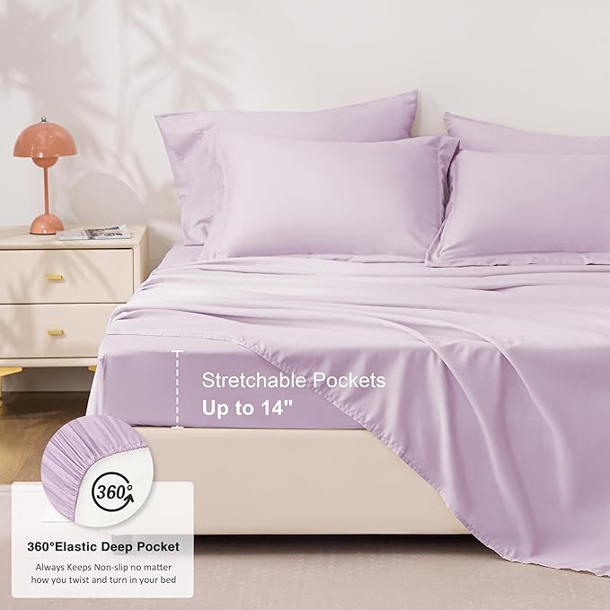 Love's cabin King Size Comforter Set Light Purple, 7 Pieces King Bed in a Bag - Image 6