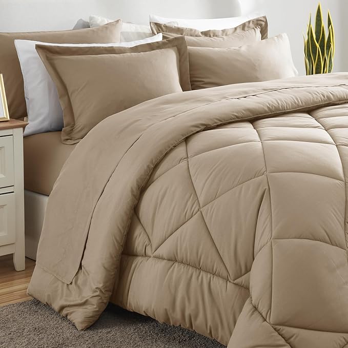 CozyLux Queen Comforter Set Taupe - Image 8