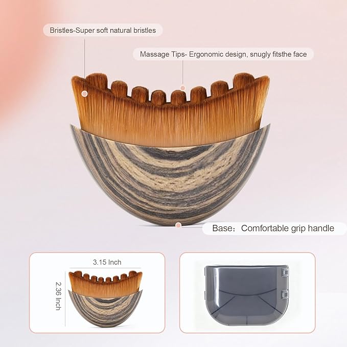 Lymphatic Contour Face Brush, Manual Lymphatic Drainage Massager, Natural - Image 3