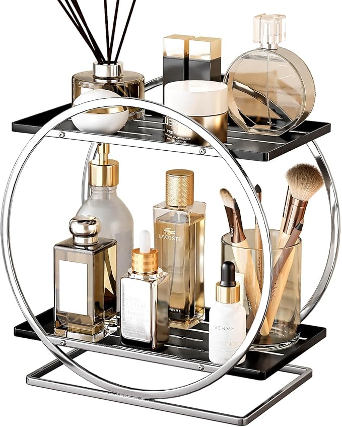2-Tier Bathroom Organizer Countertop, Large Cosmetic Skincare Organizers - Image 9