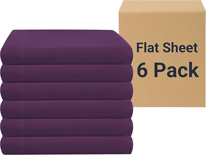 ZPECC Full Flat Sheet Only 6 Pack, Durable Dark Purple Top Bed Sheets by ZPECC-ABrandThatHasBeenFocusedOnBabyProductsFor18Years