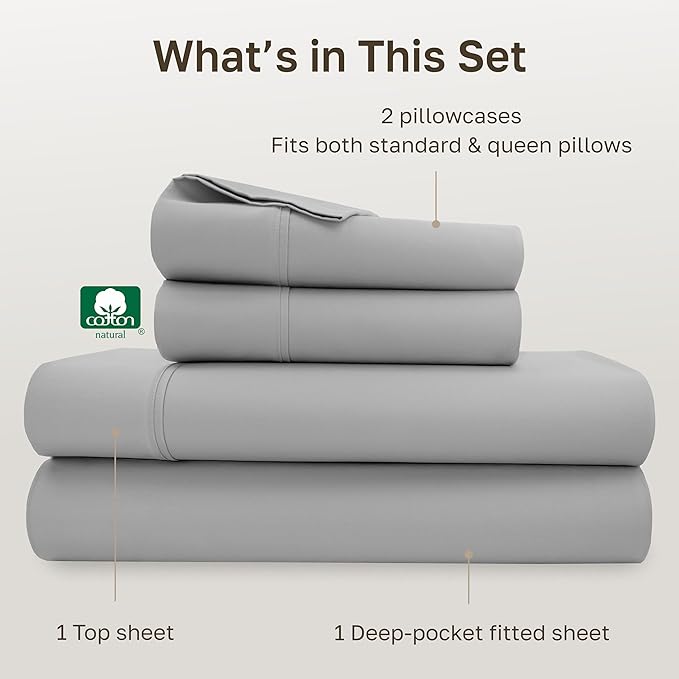 California Design Den Soft 100% Cotton Sheets Queen Size Set, 400 TC Good - Image 4