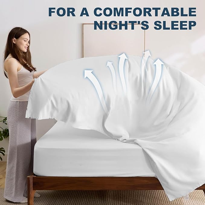 Lavisun King Flat Sheet, 1 Pack White King Bed Sheet Only - Image 5