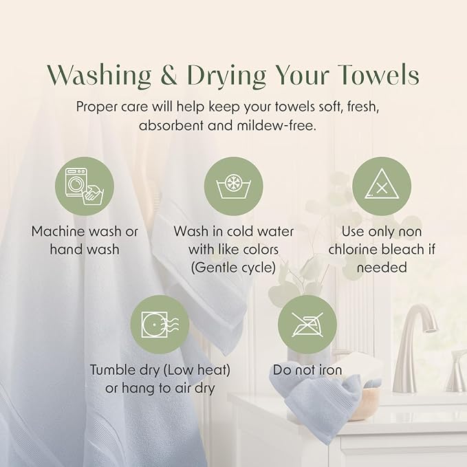 Springtree Home Luxury Bamboo Rayon Bath Towel Set 6 Piece Set | 35% Bamboo - Image 8